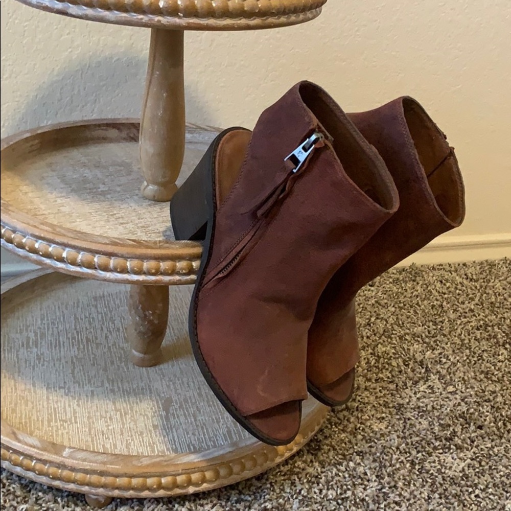 Lucky brand open toe & back zipper boots